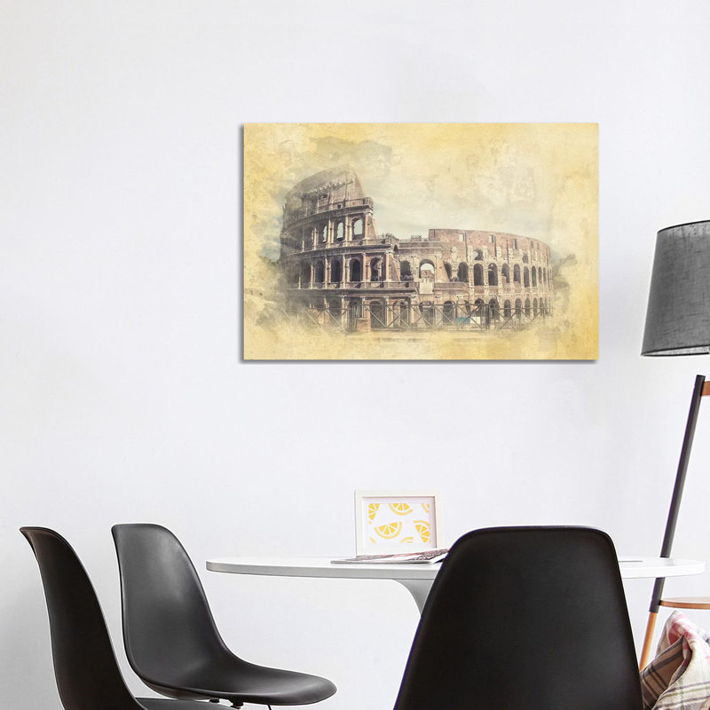 Colosseum Watercolor by Manjik Pictures - Gallery-Wrapped Canvas Giclée on Canvas, 101.6 cm H x 66.04 cm W, No Frame