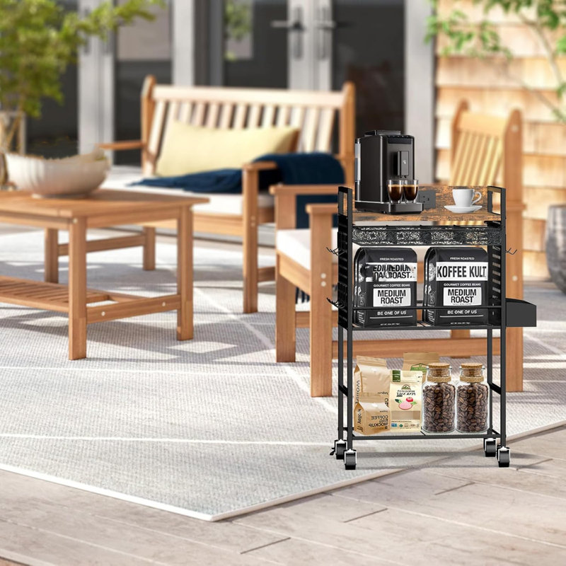 Coffee Cart With Lockable Wheels