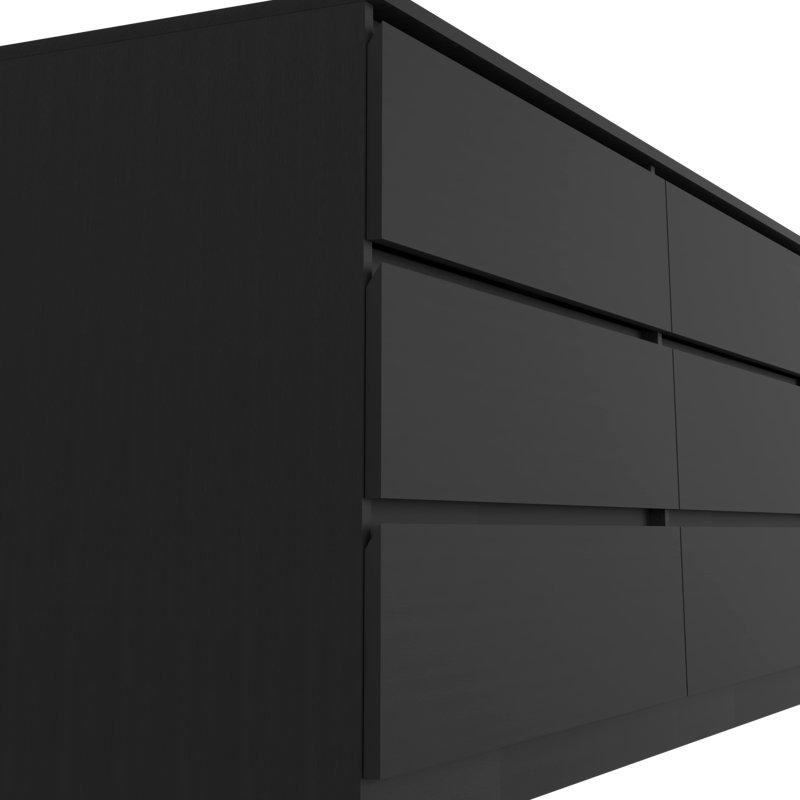 Commode à 6 tiroirs Latitude Run® Elara 60,4 po L – Coffre de rangement moderne pour chambre à coucher, Noir