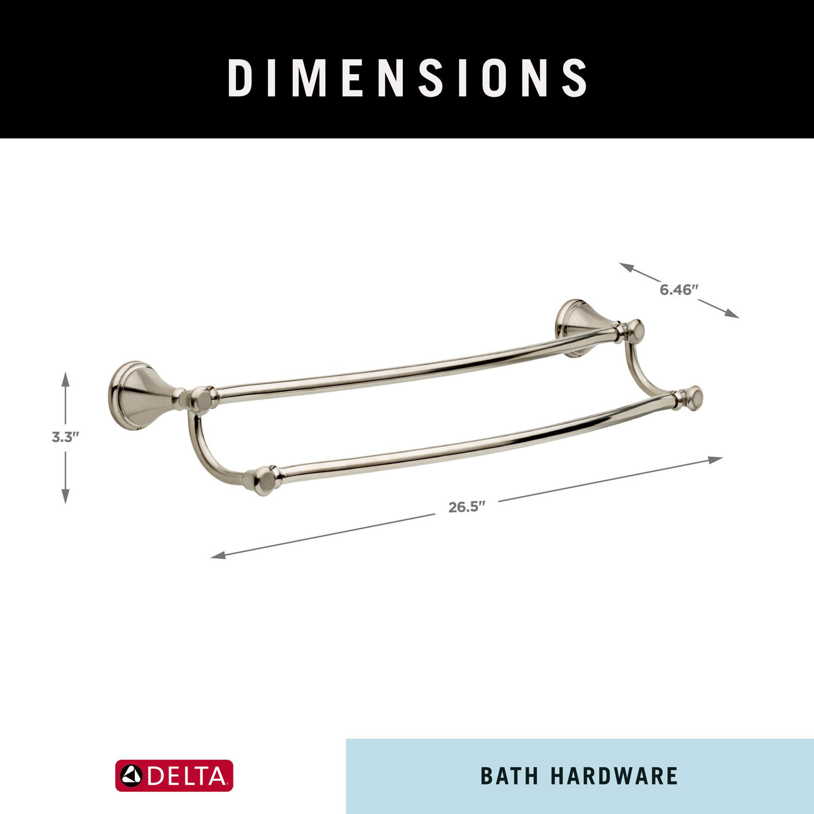 Cassidy 24 in. Wall Mount Double Towel Bar Bath Hardware Accessory, Brilliance Stainless