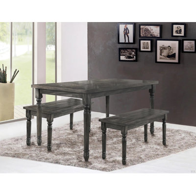 Transitional Style 59 Inch Rectangular Dining Table, Weathered Grey Veneer Wood Dining Room Table