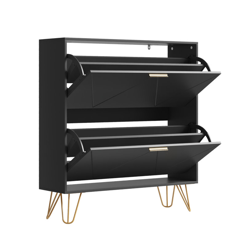Belper 18 Pair Shoe Storage Cabinet, Black