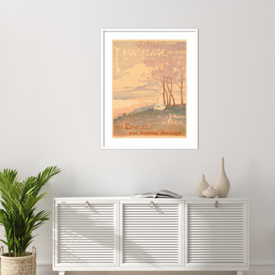Affiche Metro, "Trams to Paris Plage" par French School (19e siècle), reproduction d'art encadrée en bois