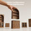 Garde-manger moderne et modulaire avec armoires à quatre tiroirs et hauts carrés de rangement carrés, noyer-132043036
