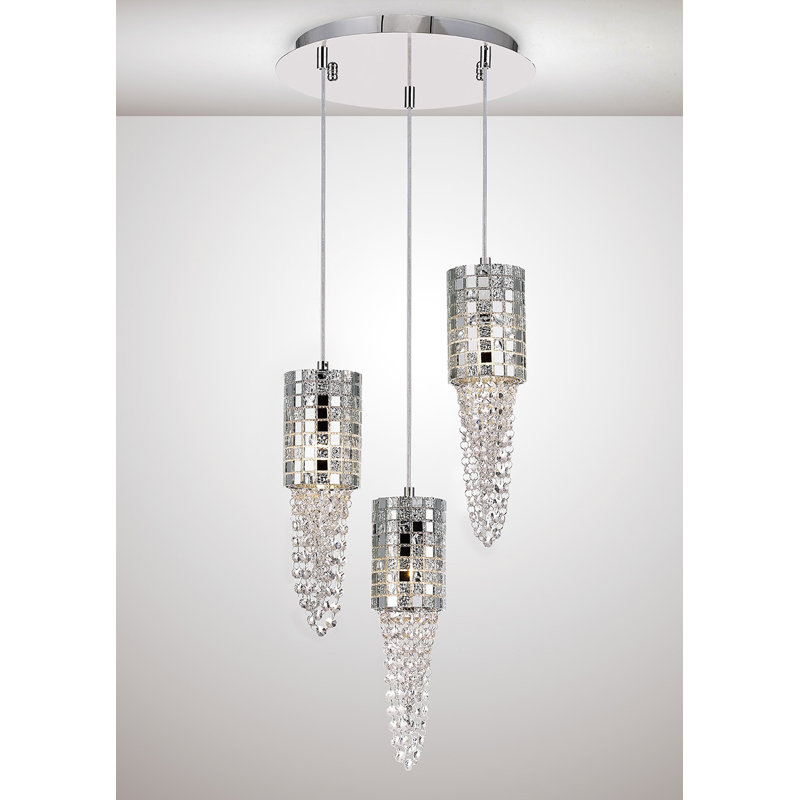 3 - Light Kitchen Island Pendant, Polished Chrome