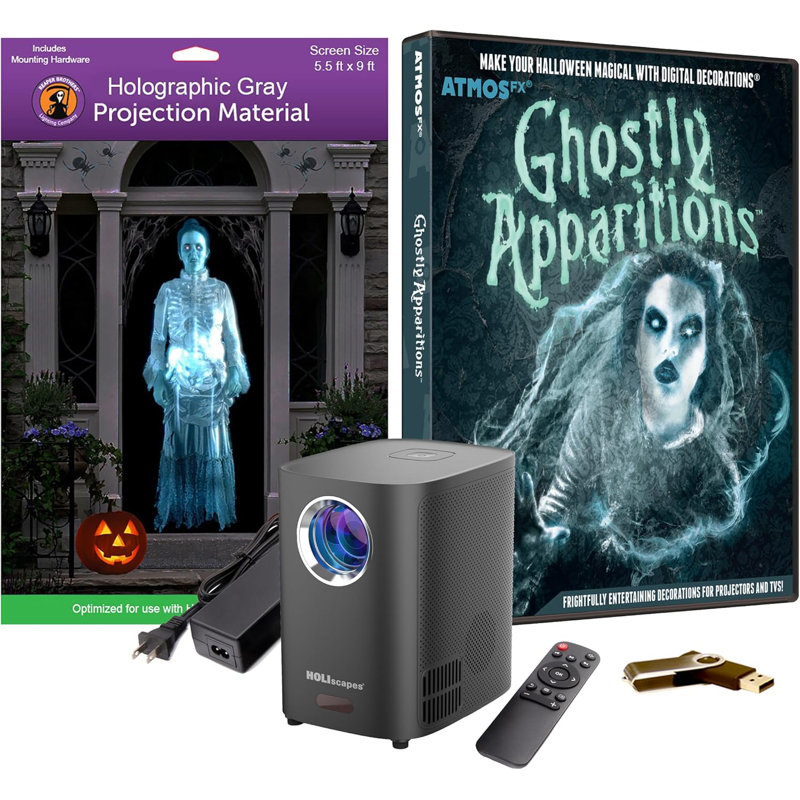 Gray Multicolor USB Halloween Projector with Holographic Screen