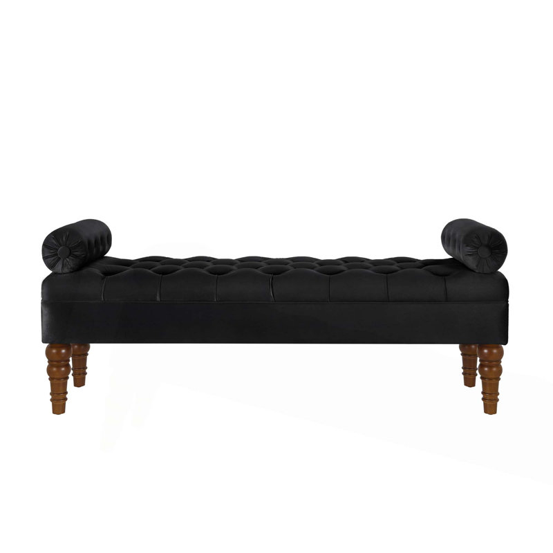 Velvet Long Bed Bench For Bedroom,Upholstered Window Bench With Tufted Button,Entryway Bench,Bolster Bench For Living Room
