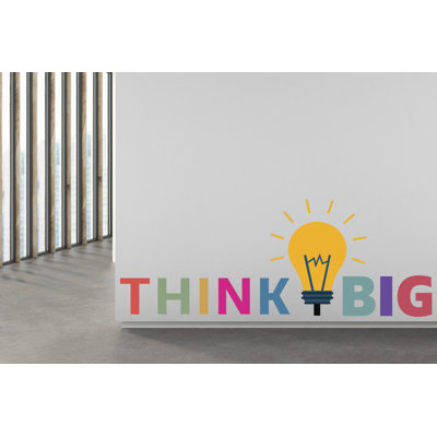 Think Big Wall Decal – Colorful Inspirational Quote Removable Mural With Light Bulb Design For Office & Workspace 865RS