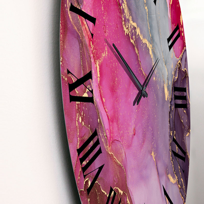Horloge murale moderne mauve et grise, Surdimensionné