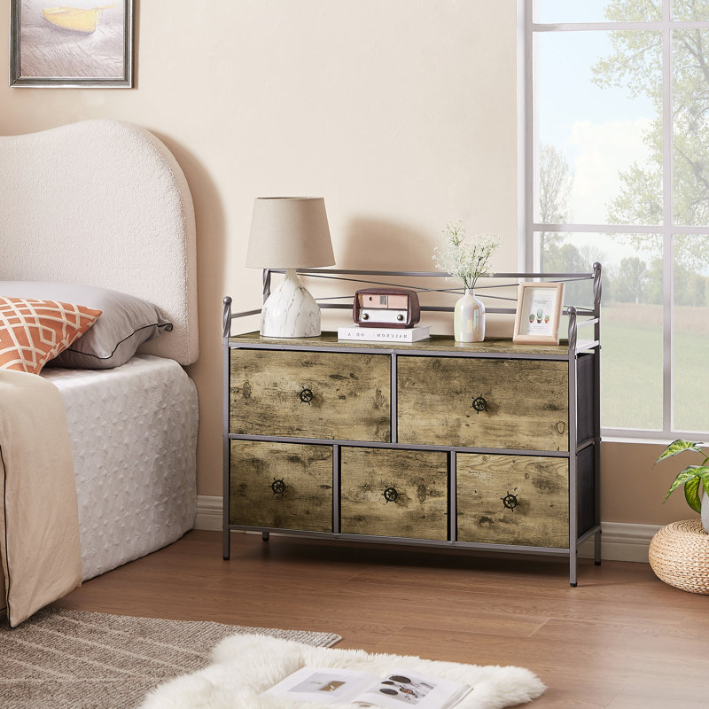 39.4 " W 5 - Drawer Dresser, Grey