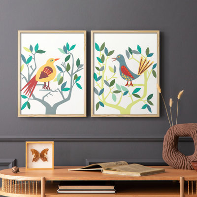 WhittyBird III - reproduction encadrée de qualité supérieure - prête à être accrochée - aucun clou requis - aucun clou requis