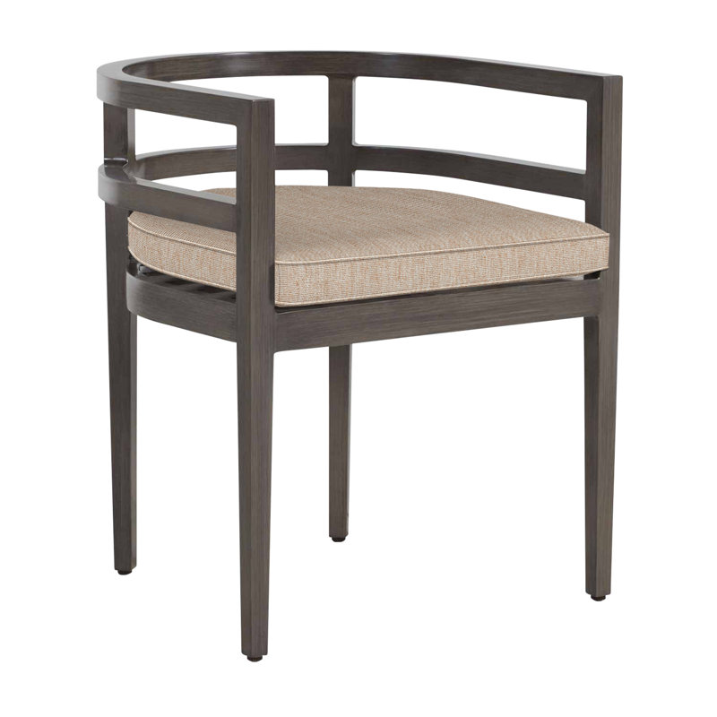 Santa Barbara Aluminum Patio Dining Armchair with Cushion, Welt, Linen Chambray