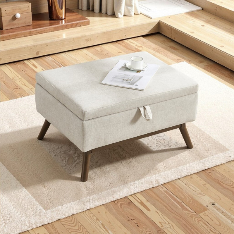 Table basse avec repose-pieds Mid-Century, Beige