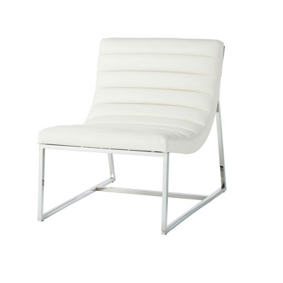 Stylish White Leather Occasional Seat With Materials And Accents Fashionable Chair Attractive Back, Suits Any Space