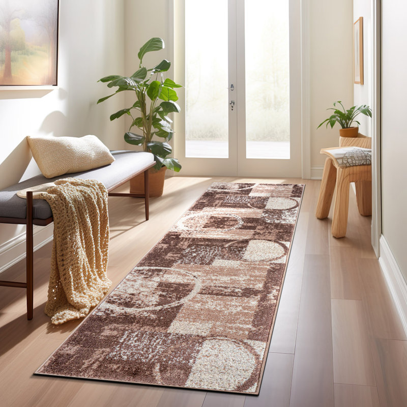 Bionda Geometric Area Rug, Runner 2' x 7'2", Brown