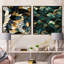 Bleu riche et riche motif de mosaïque en marbre - ensemble de collage abstrait botanique carré de 2-101846950-101846953