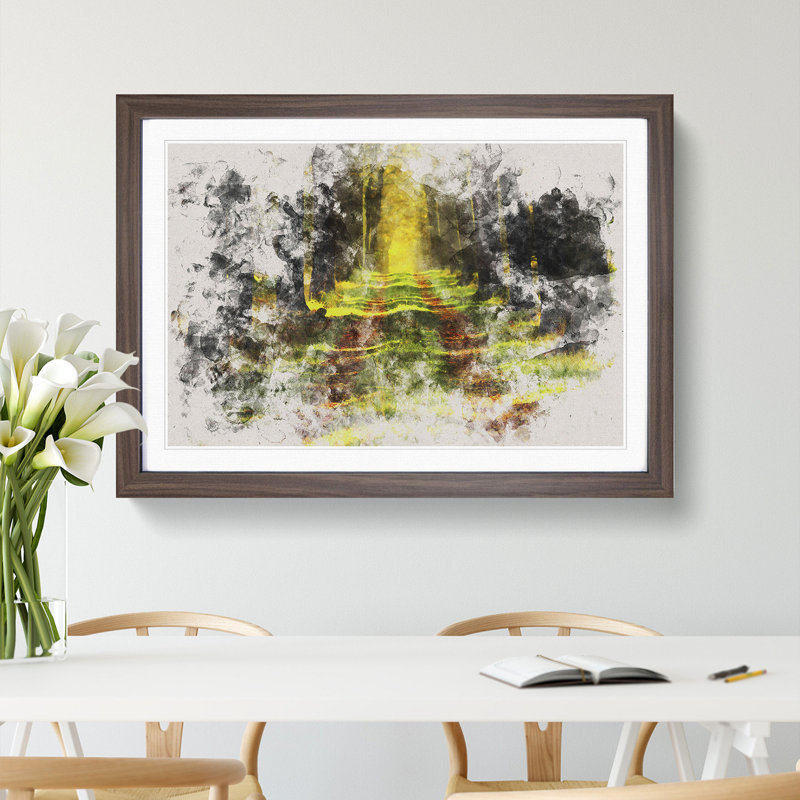 Green Forest Vol.7 - Picture Frame Graphic Art, 27cm H x 36cm W x 2cm D, Walnut Framed