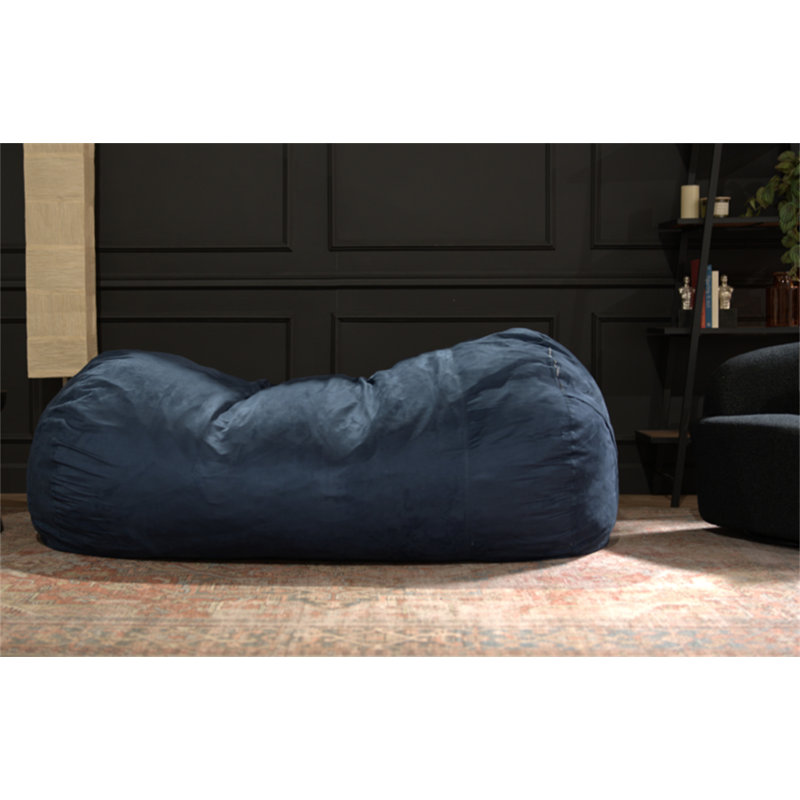 Jasper Traditional 8 Foot Cylindrical Suede Bean Bag, Blue 
