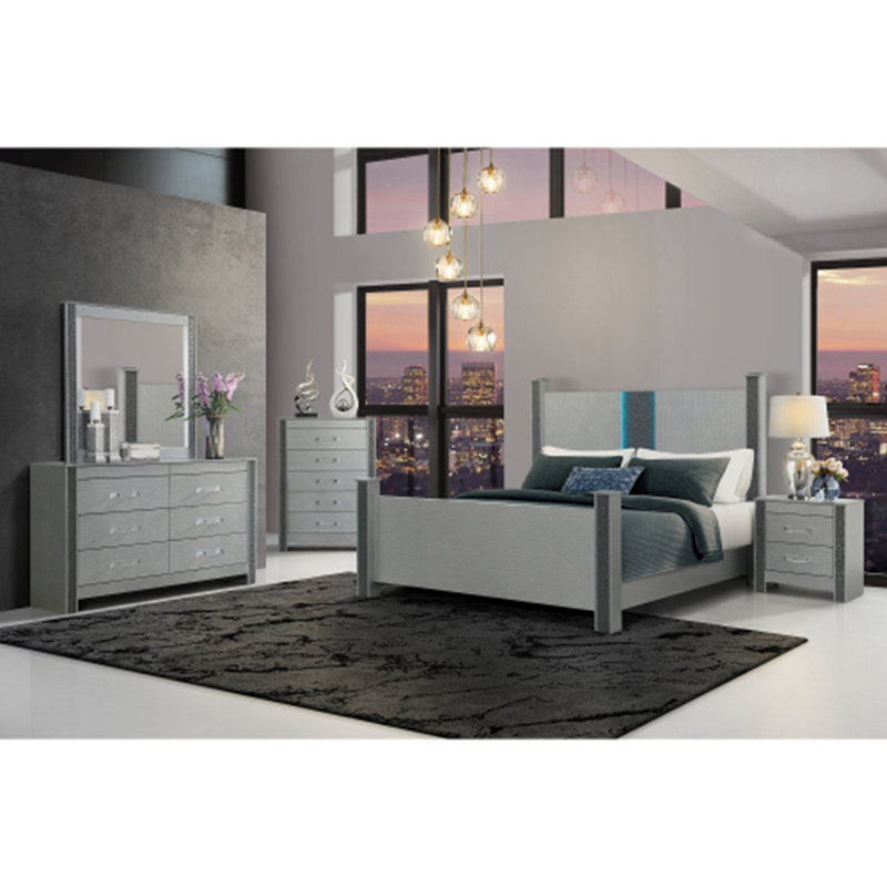 LORENZO SILVER 5PC BEDROOM SET, Full