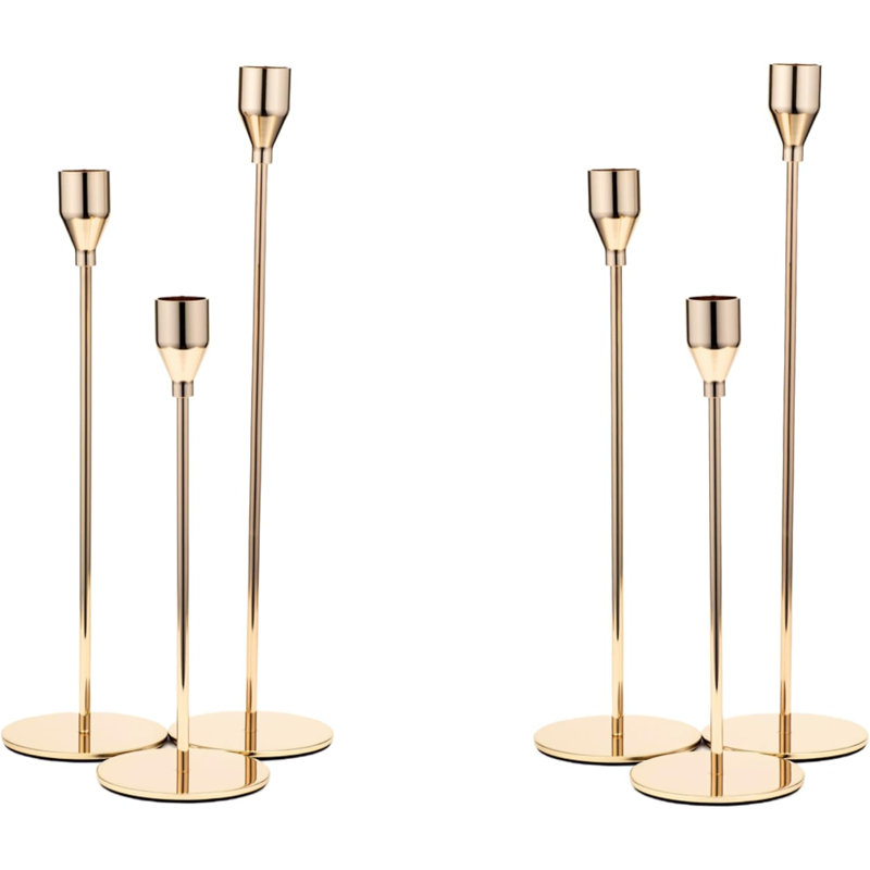 Rose Gold Metal Tabletop Candle holders set of 6, Rose Gold