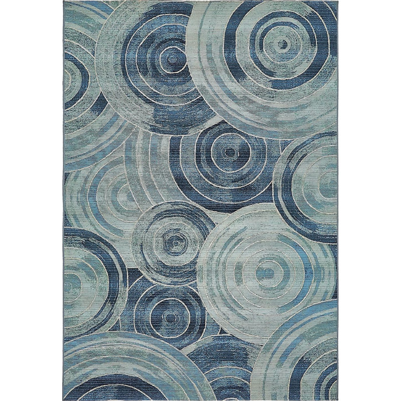 Tapis intérieur / extérieur bleu clair Deweese, Rectangle 5 pi 3 po x 8 pi