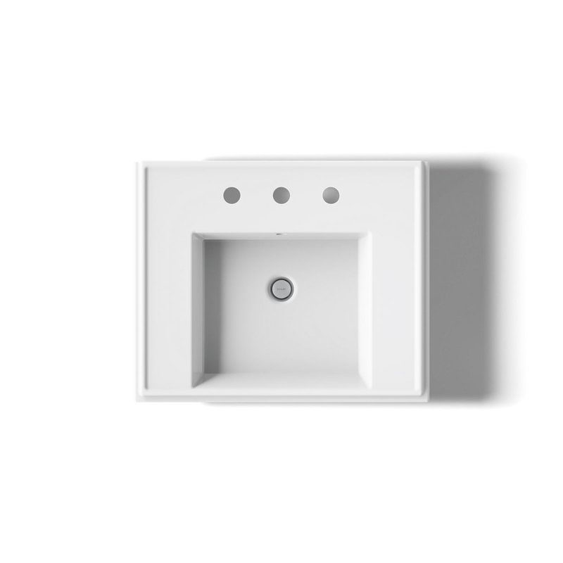 Tresham Fireclay Pedestal Bathroom Sink, White, 8" Centers, 34.625" H x 19.5" W x 24" L