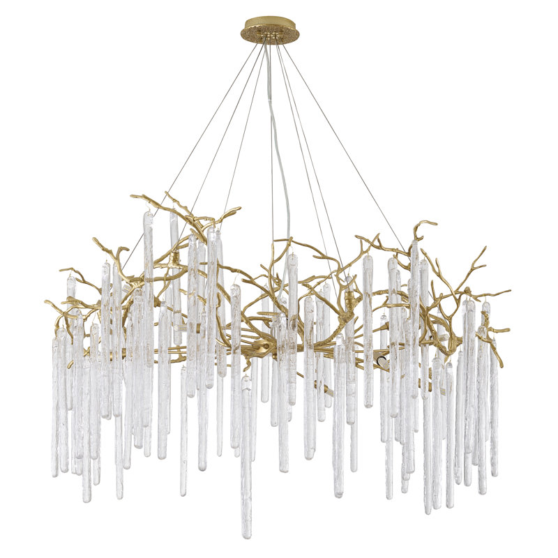 Transitional 12-Light Round Glass Drop Chandelier 
