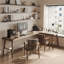Light-walnut L-Shaped Solid Wood desk-639359405-639359406