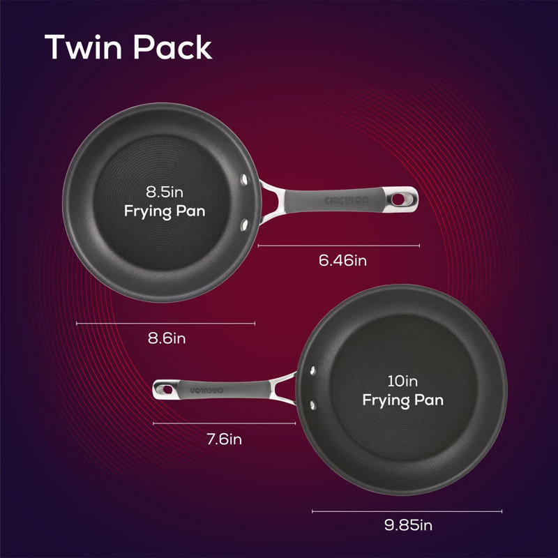 Circulon Radiance Hard Anodized Nonstick Frying Pans / Skillet Set, 8.5 Inch and 10 Inch