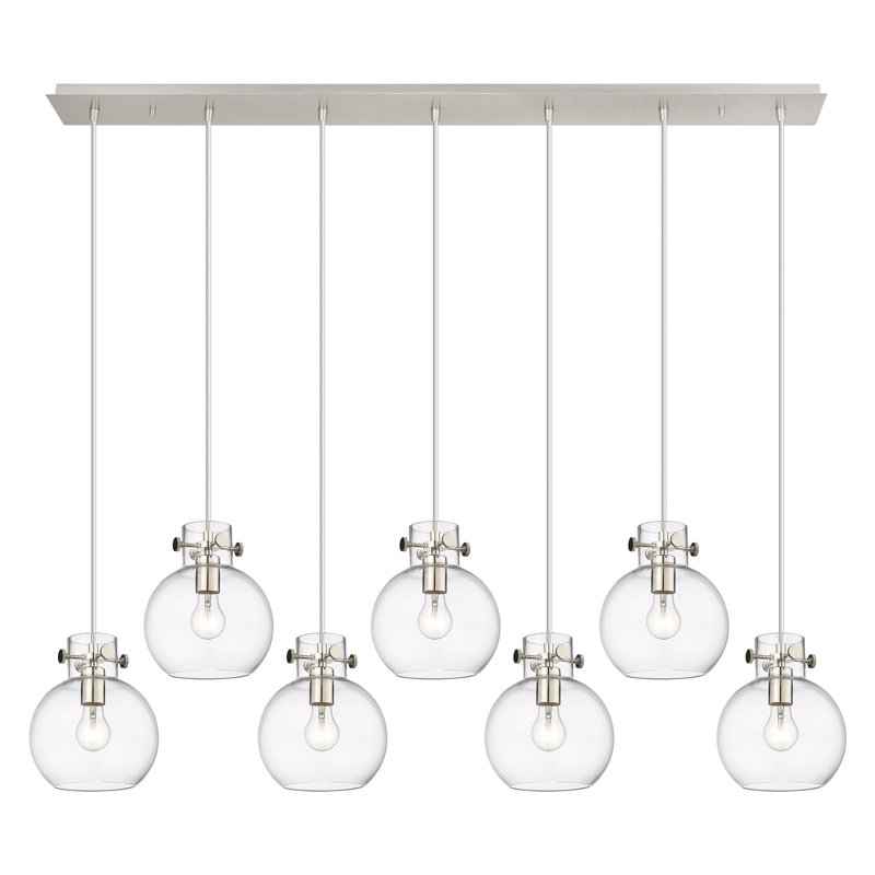 Luminaire suspendu sphère 7 lumières Amrith, Transparent, Nickel poli