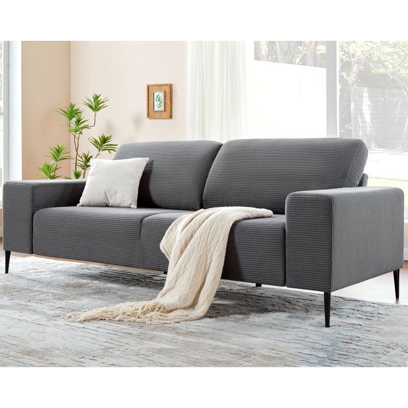 Brynnly 86'' Corduroy Sofa, Gray Corduroy