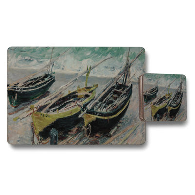Impressionist Boat Scene Placemats And Coaster Set Artwork