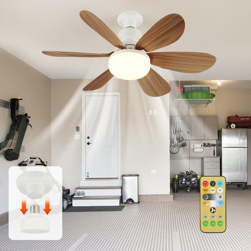 Socket Fan Light, Ceiling Fans With Lights And Remote, Dimmable Led Ceiling Fan With Lights, 3 Colours 3000k-6500k, For Bedroom, Kitchen, Garages.
