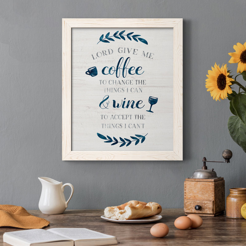 «Coffee and Wine», art textuel sur toile, Blanc, H 37,5 po x l 27,5 po x P 1,5 po