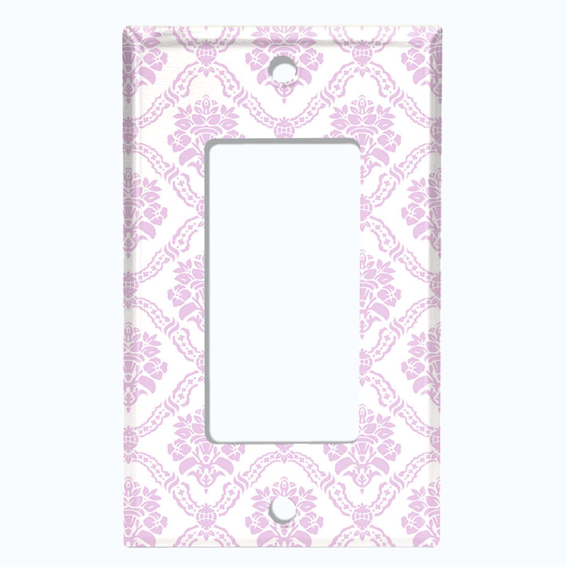 Patterned 1 - Gang Toggle Light Switch Standard Wall Plate, Pink/White
