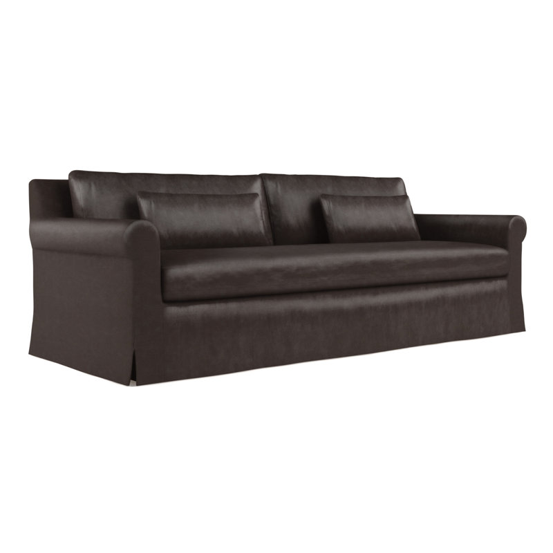 Canapé à accoudoirs arrondis Ludlow, H 34 po x l 84 po x P 42 po, Patiné, Cuir vieilli graphite