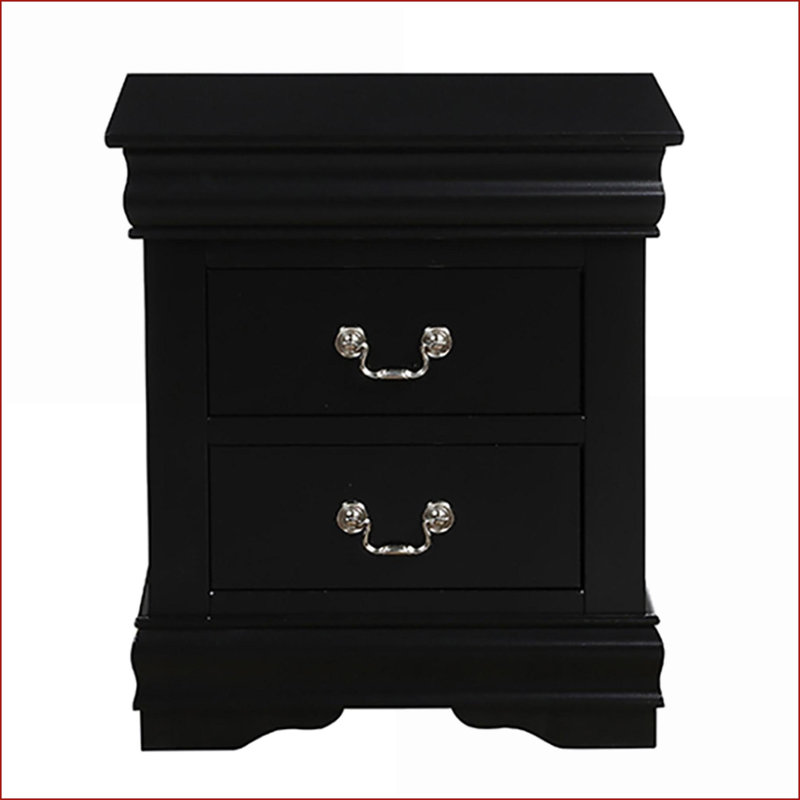 Black 2-Drawer Classic Nightstand - Louis Phillipe Collection
