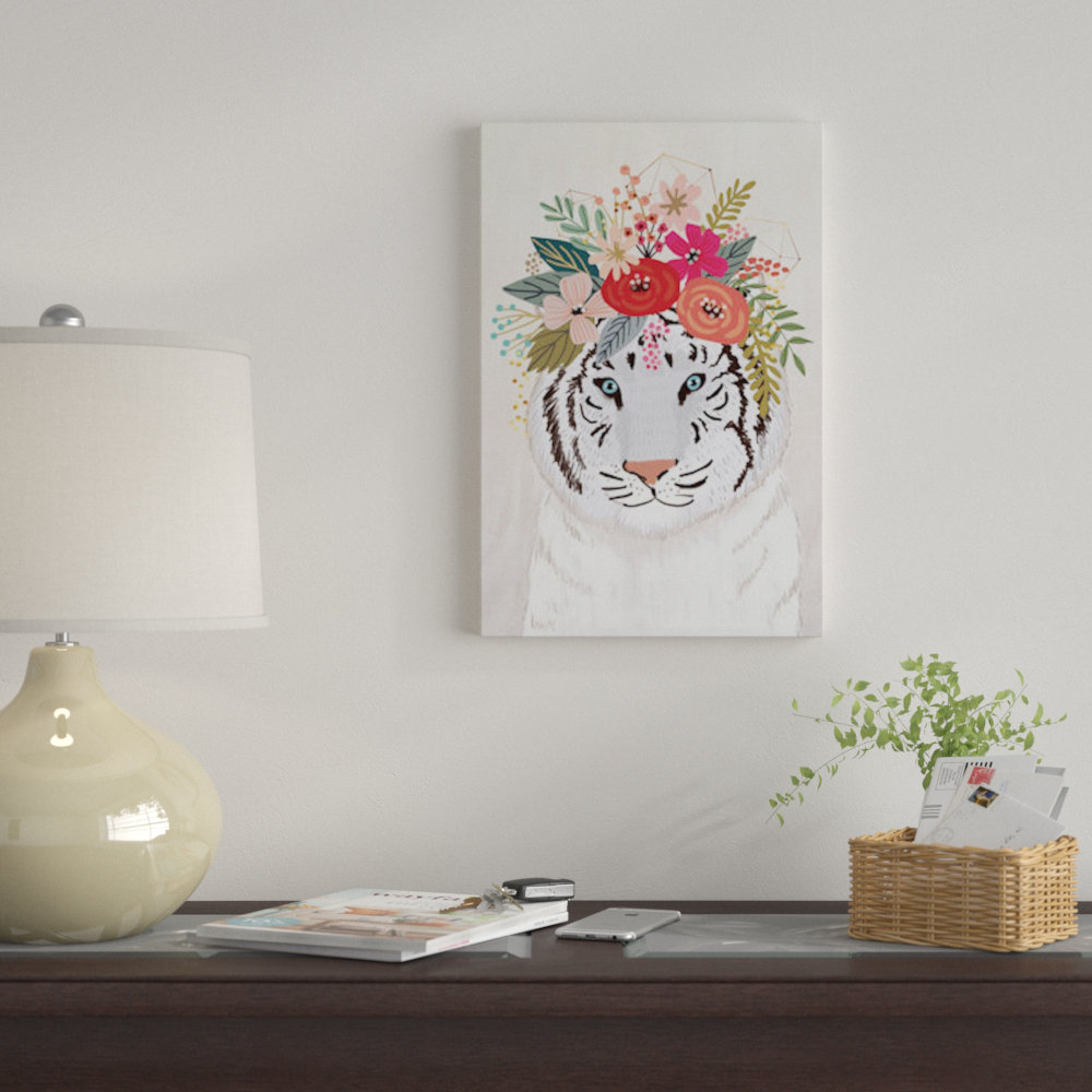 'White Tiger' Print on Canvas East Urban Home Mat 