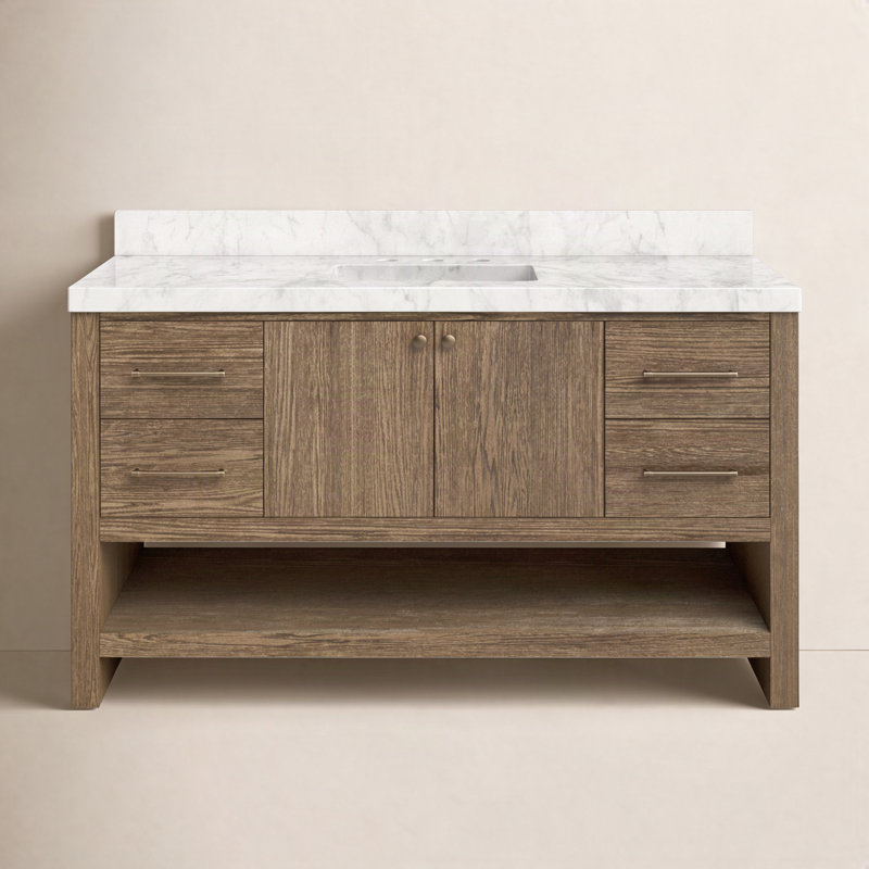 Anthem Single Wide Vanity-Carrara Marble, Brown