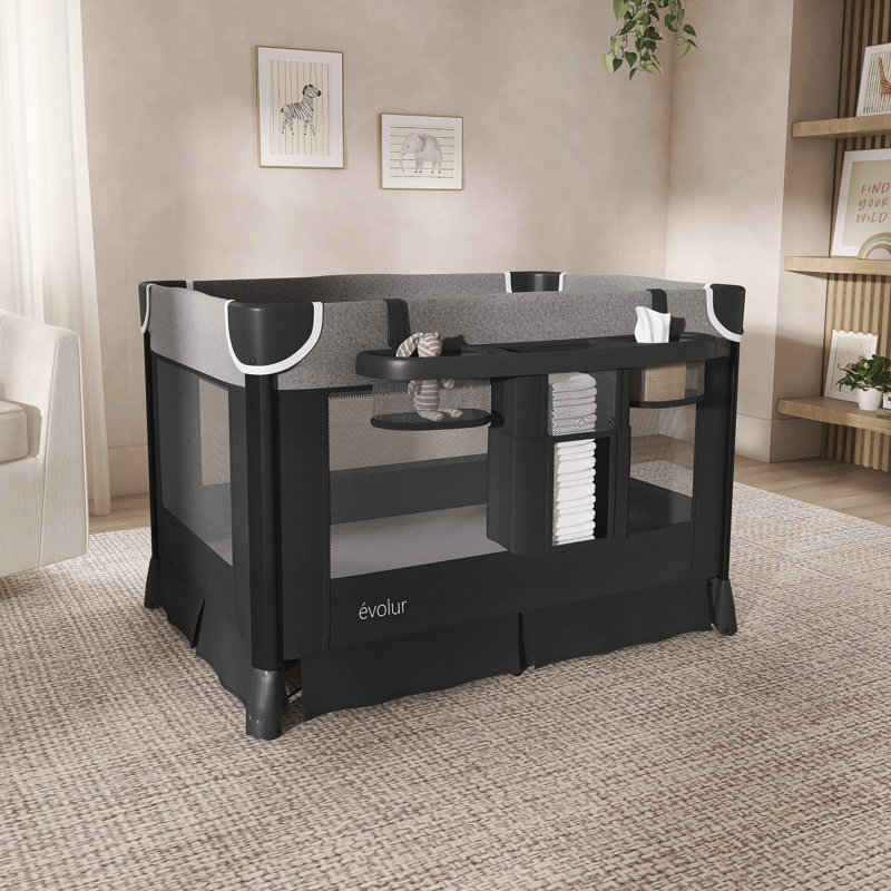 Evolur Cozy Cove Deluxe Playard, Black