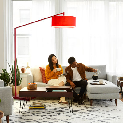 Stretch Arc Floor Lamp - 87", Step Switch, Rectangular marble base