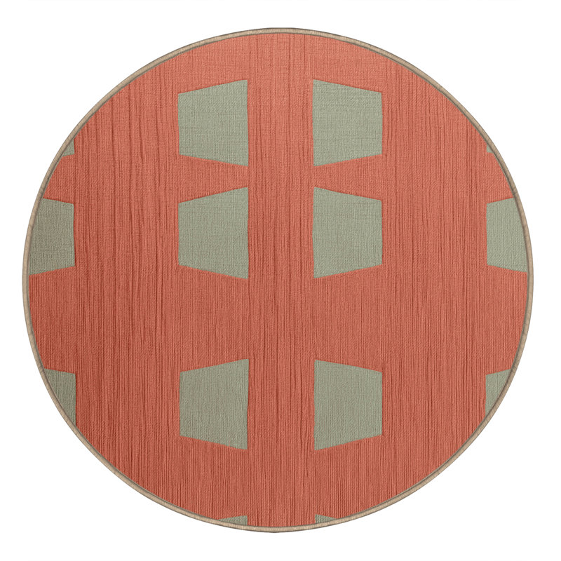 Tapis brun treillis lavable à la machine, Rond 7 pi