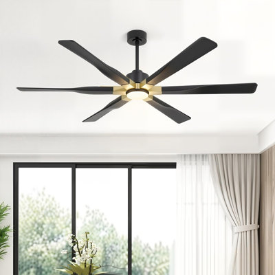 68"/78" Modern Large 6-Blade Indoor LED Ceiling Fan with Remote Control and Light Kit 