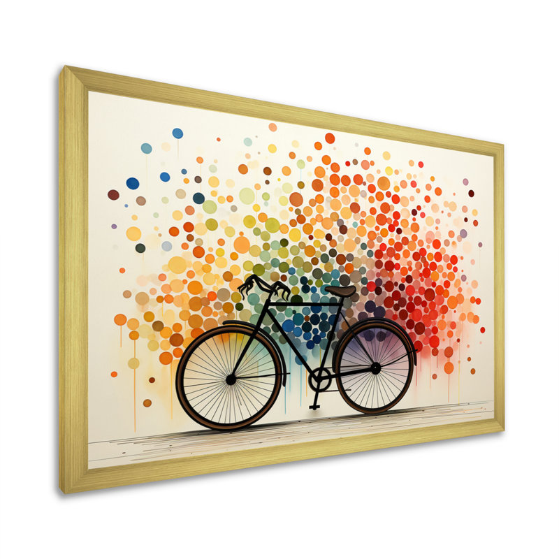Impression sur toile, pédales géométriques Maaja, H 34 po x l 44 po x P 1,5 po, Cadre flottant doré