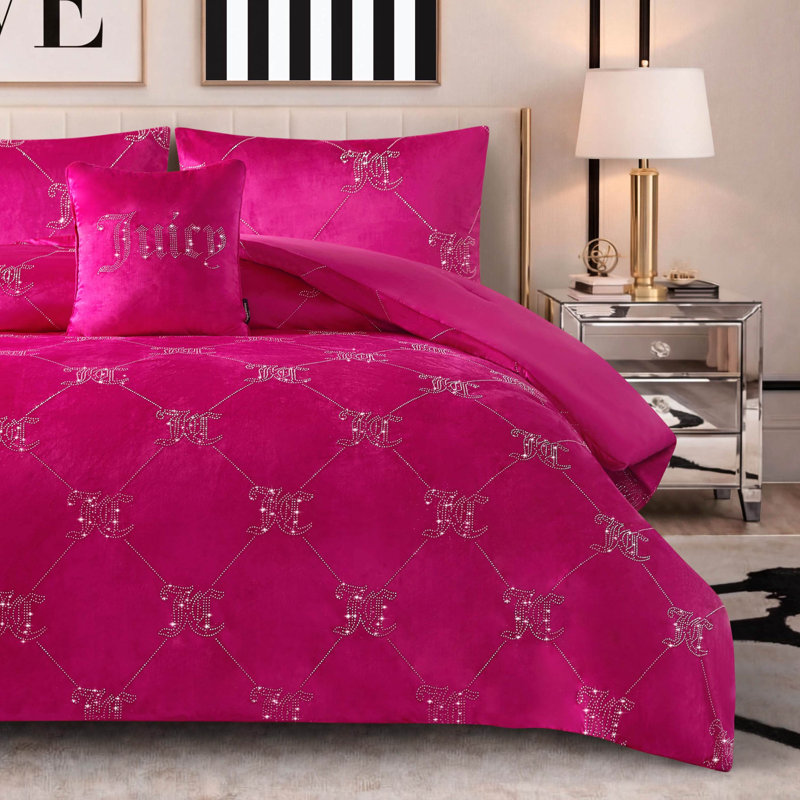 Ensemble d'édredon en jersey de velours et strass à motif logo Ju Juice Couture, King