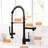 Black Kitchen Faucet Pull Down - Single Handle, Ceramic Filler, Rust And Corrosion Finish Heavy Duty Down, Black, Industrial Style-1950822494