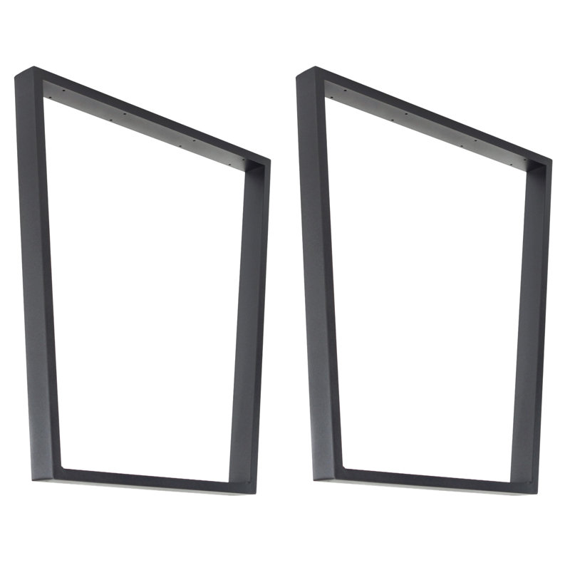 Angular Pair of Legs, Black Industrial Steel Alloy - For DIY, Furniture, Tables, 72cm H x 65cm W x 6cm D