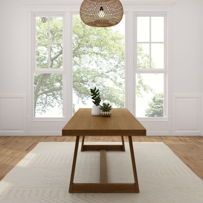 Lamontre Pine Rectangular Solid Wood Top with Solid Wood Base Dining Table, Pecan
