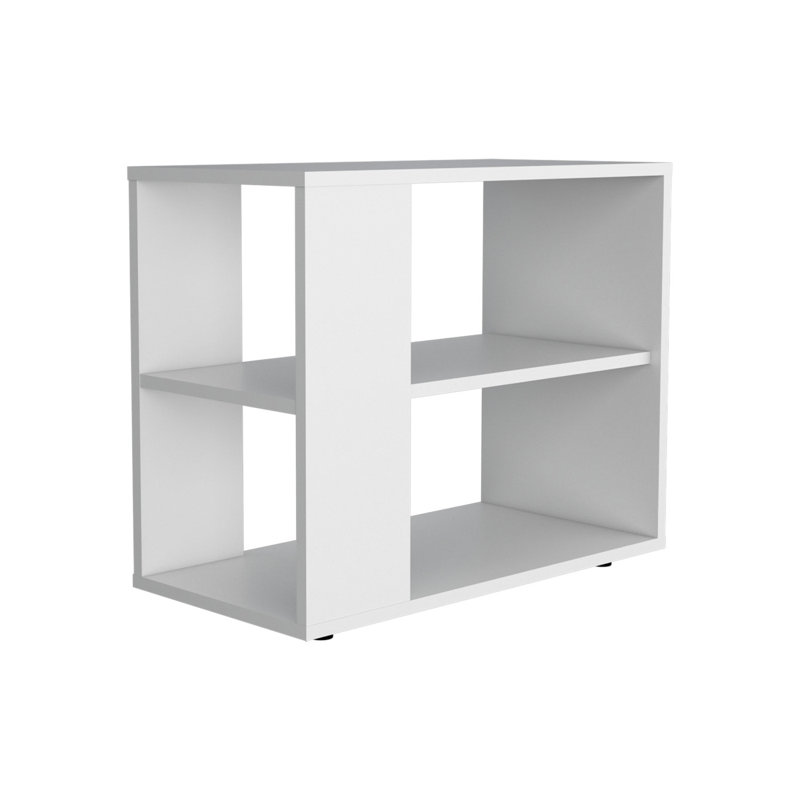 Table d'appoint Rio Verde en mélamine avec rangement ouvert, Blanc