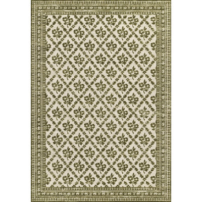 Anders Traditional Floral Wool and Nylon Green Area Rug